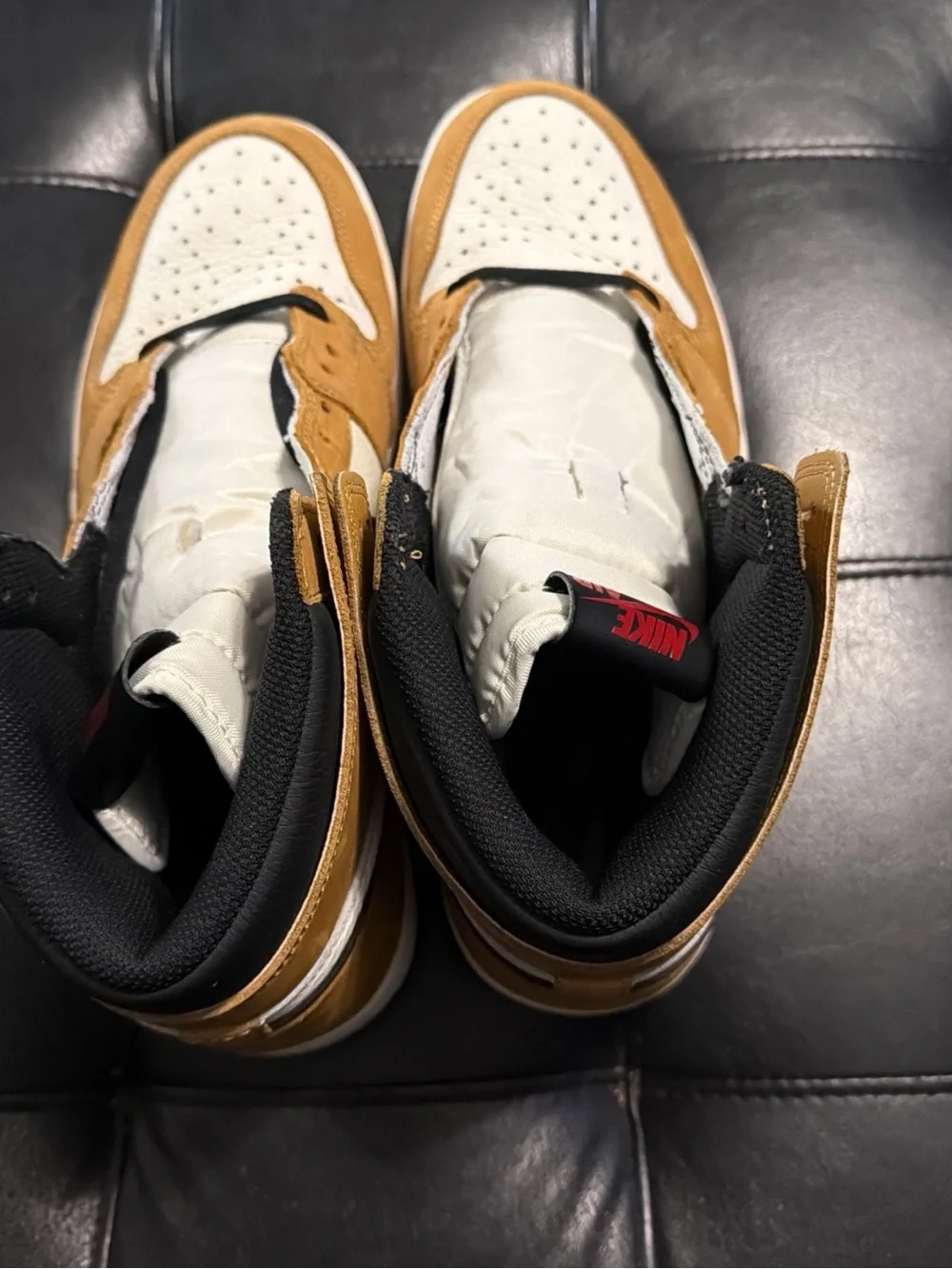 Jordan High-Top Sneakers in Mustard/White/Black